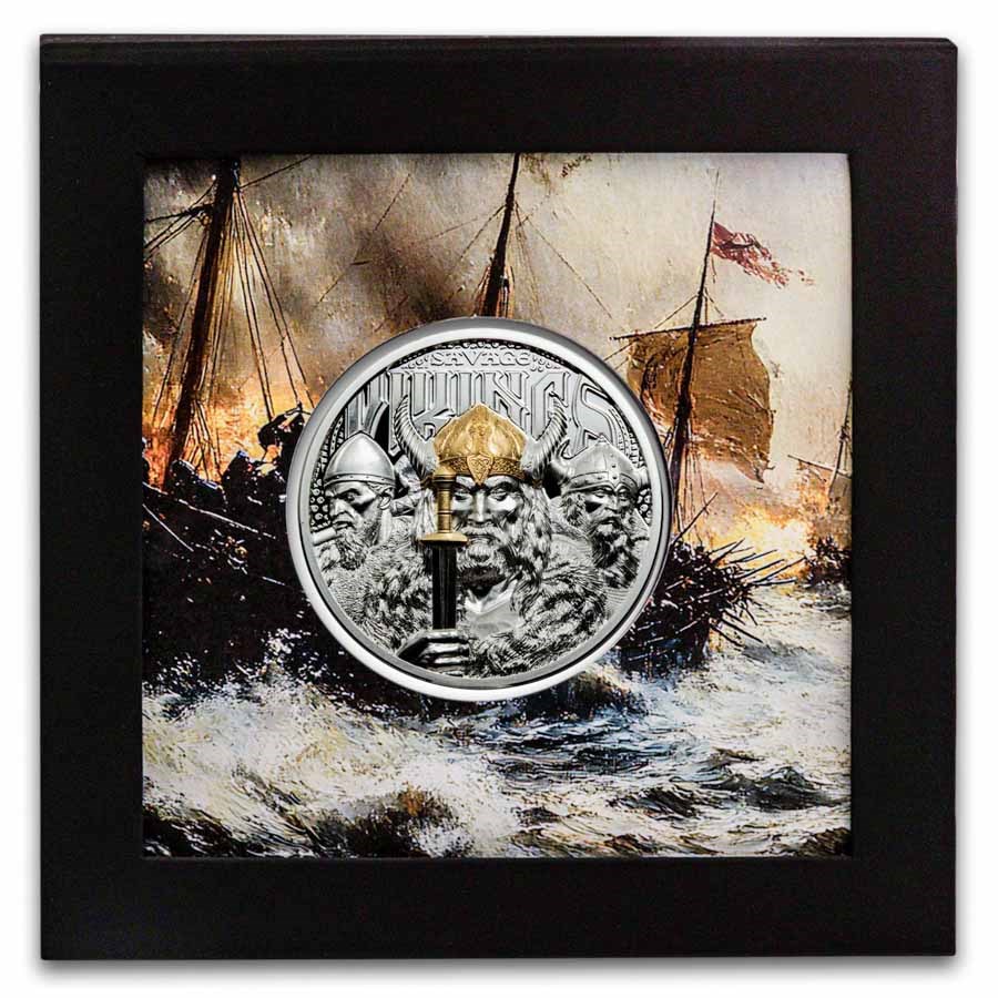 2026 Cook Islands 3 oz Silver Savage Vikings Proof (w/ Box & COA)
