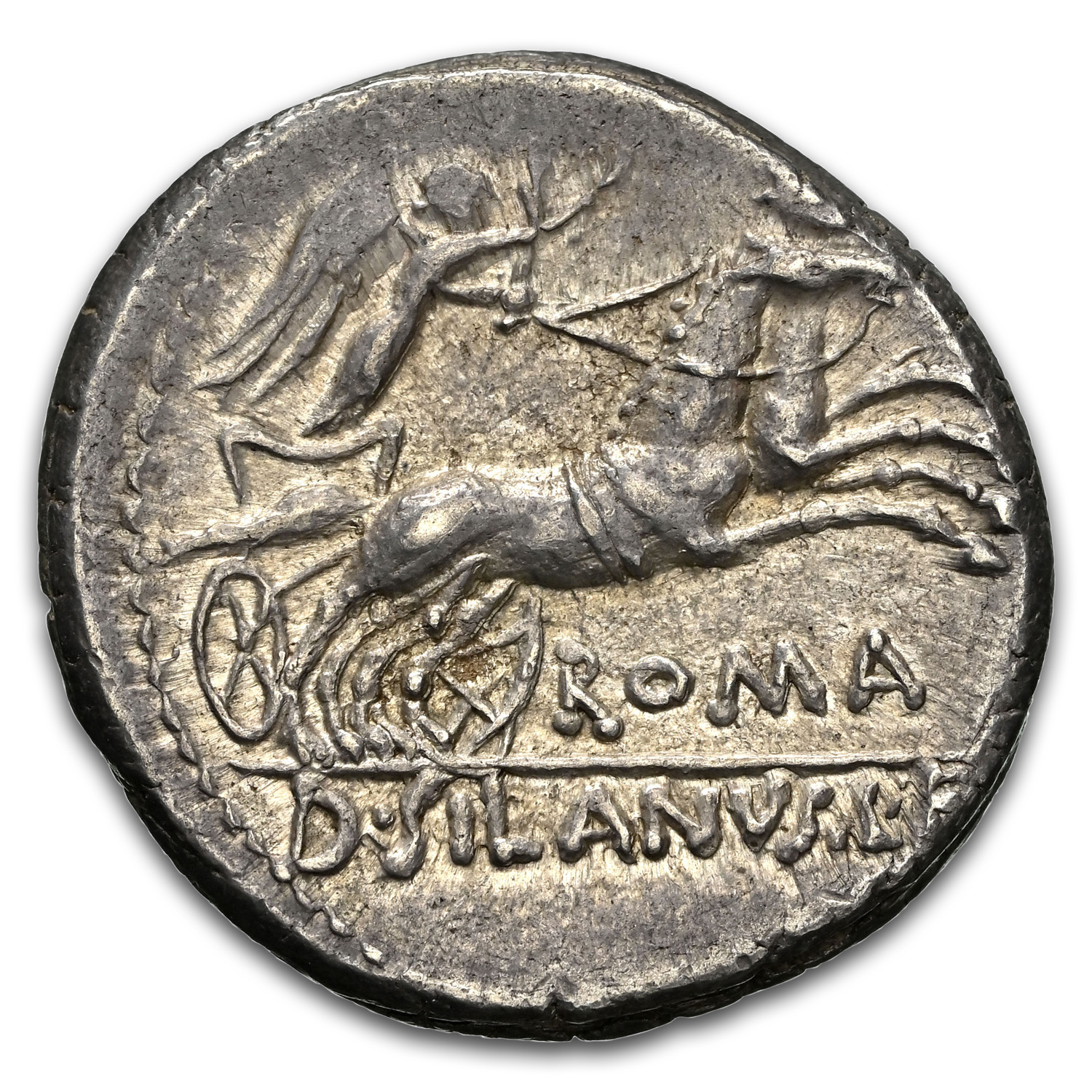 Roman Republic Silver AR Denarius D. Silanus (91 BC) Ch AU (4/5)