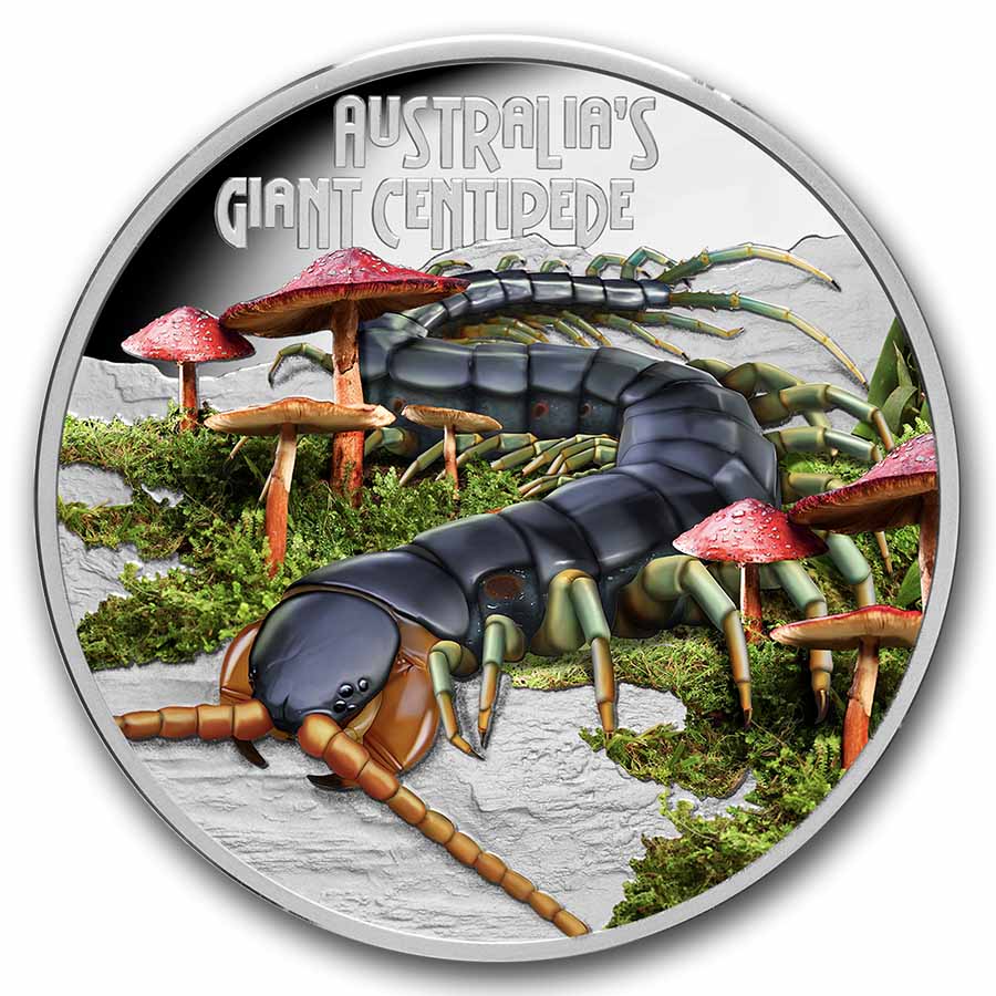 2026 Tuvalu 1 oz Silver Colorized Australian Giant Centipede PF