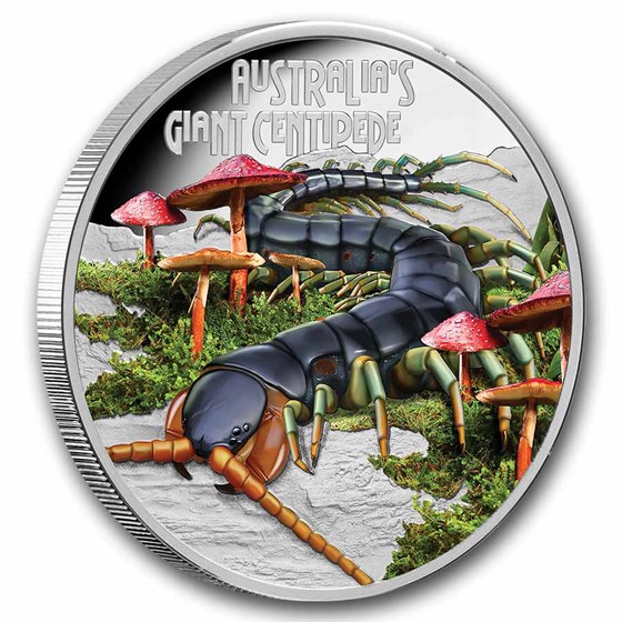 2026 Tuvalu 1 oz Silver Colorized Australian Giant Centipede PF
