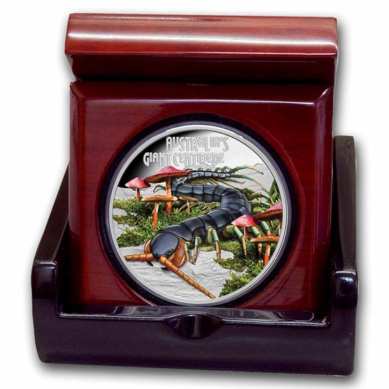 2026 Tuvalu 1 oz Silver Colorized Australian Giant Centipede PF
