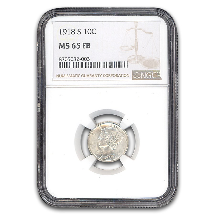 1918-S Mercury Dime MS-65 NGC (FB)