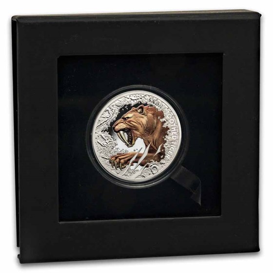 2026 Niue 1 oz Silver Colorized Sabre-Toothed Tiger Proof