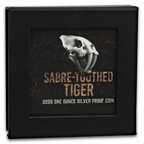 2026 Niue 1 oz Silver Colorized Sabre-Toothed Tiger Proof
