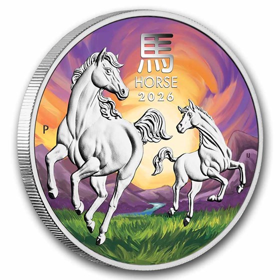 2026 AUS 1 oz Silver Colorized Lunar Horse Money Expo (in card)