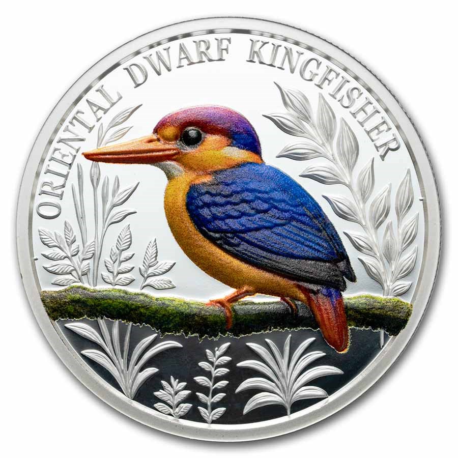 2025 Ascension Island 1 oz Silver Oriental Dwarf Kingfisher