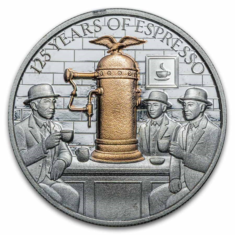 2026 Pitcairn Islands 2 oz Silver 125 Years of Espresso Proof