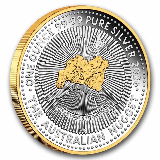 2026 AUS 1 oz Silver Gilded 40th Ann. Gold Nugget Proof