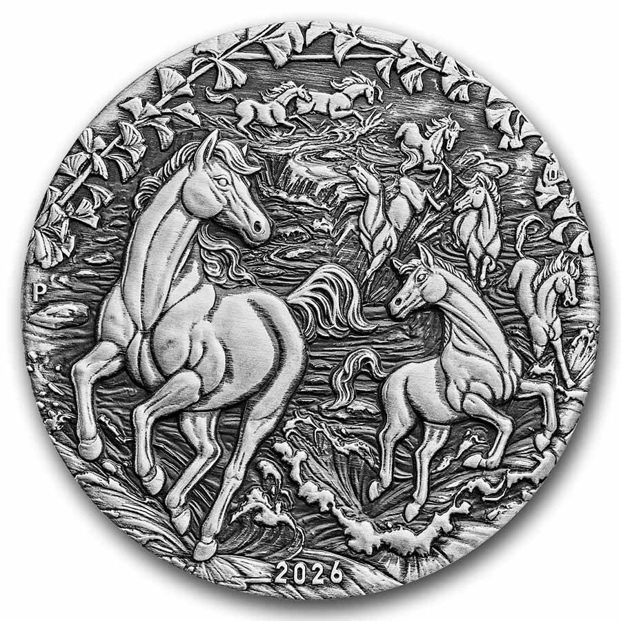 2026 Australia 2 oz Silver Year of the Horse Antiqued