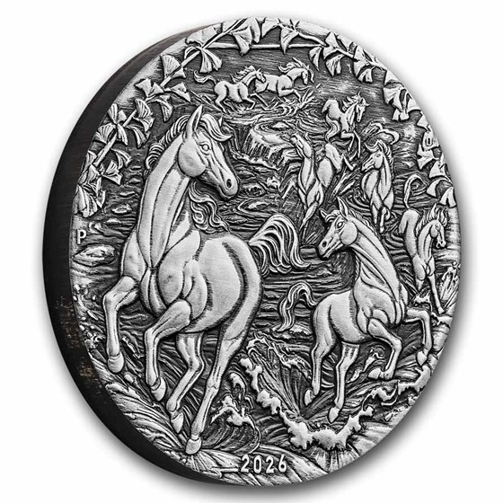 2026 Australia 2 oz Silver Year of the Horse Antiqued
