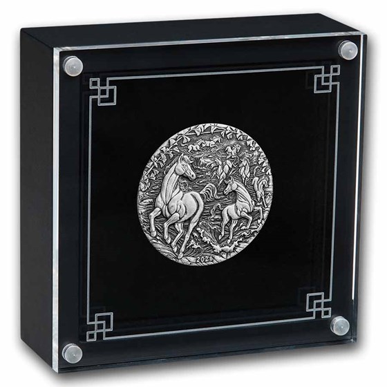 2026 Australia 2 oz Silver Year of the Horse Antiqued