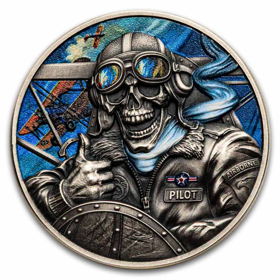 2026 Republic of Ghana 1 Oz Silver Antique Memento Mori: Pilot