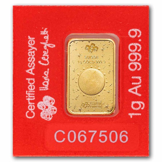 1 gram Gold Bar - PAMP Suisse Lunar Horse Multigram+25 (In Assay)