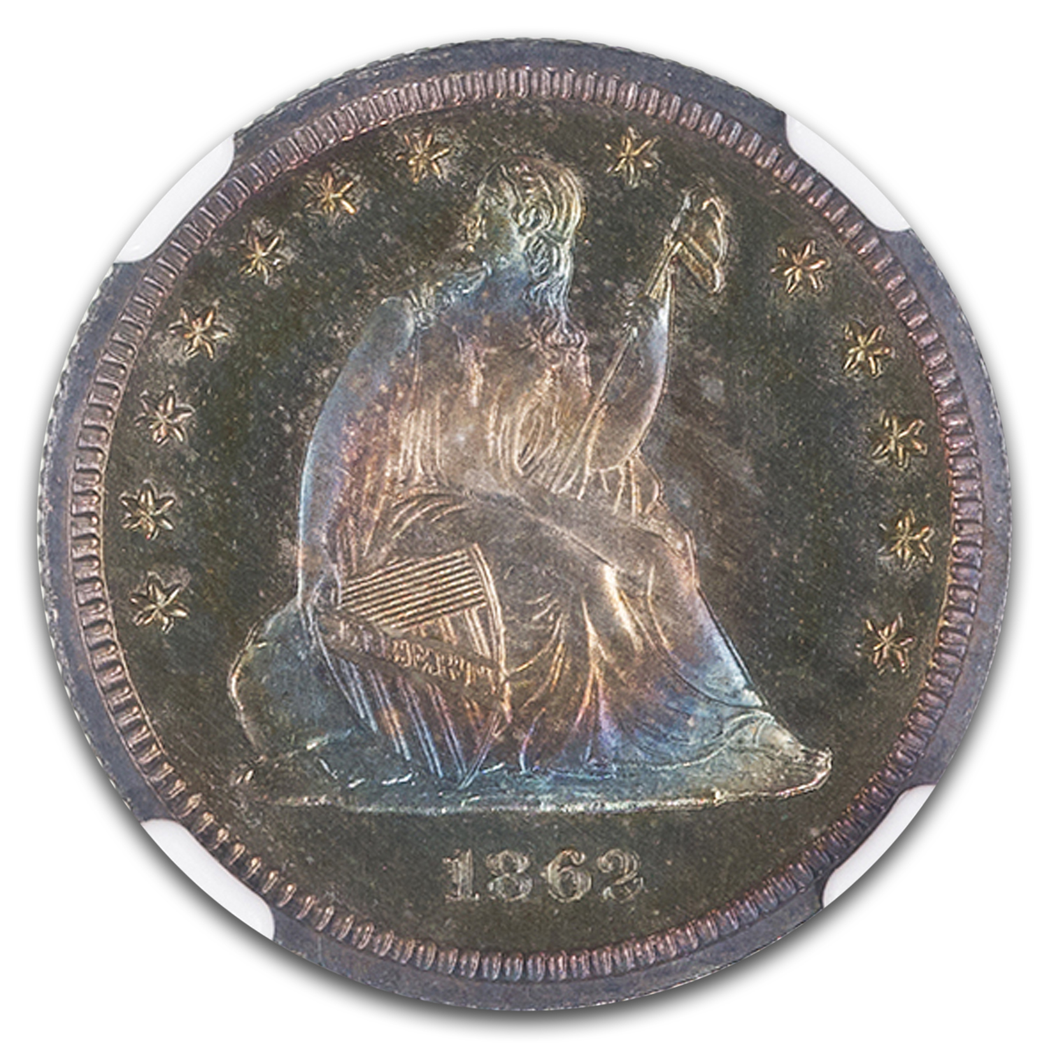 1862 Liberty Seated Quarter PF-68* Cameo NGC (Toned)