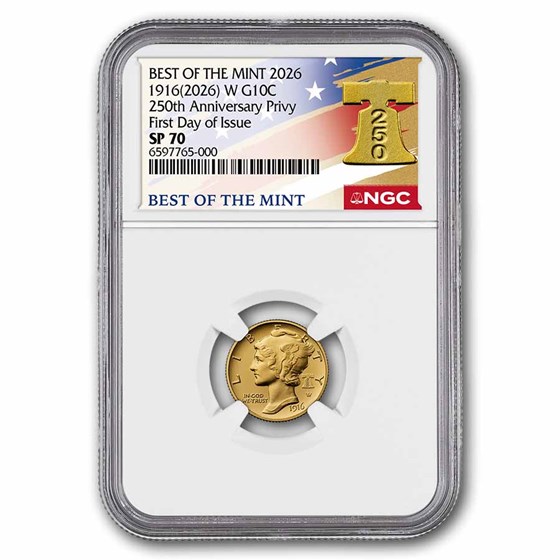 2026 Gold Mercury Coin &amp; Silver Medal Set SP-70 NGC (FDI, Bell)