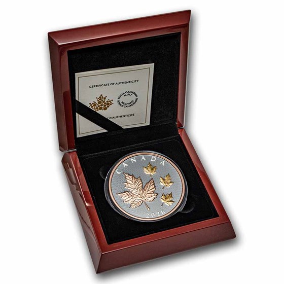 2026 Canada 5 oz Silver Maple Leaves in Motion (Box/COA)