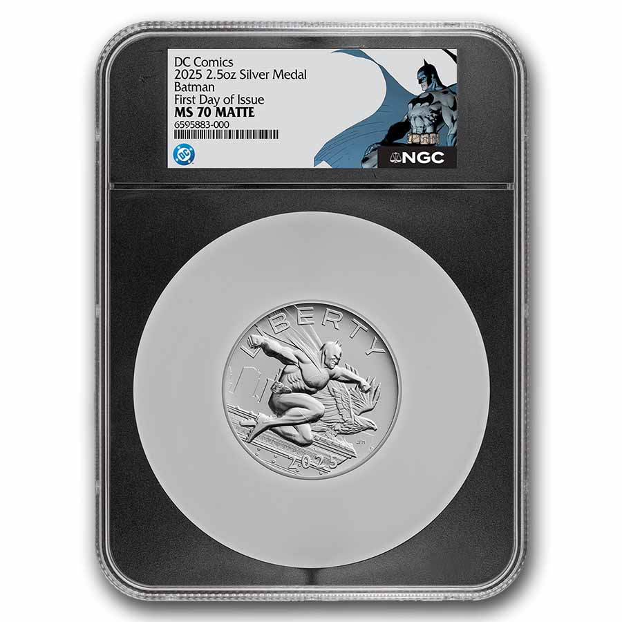 2025 2.5 oz Silver Comic Art Batman Medal MS-70 NGC