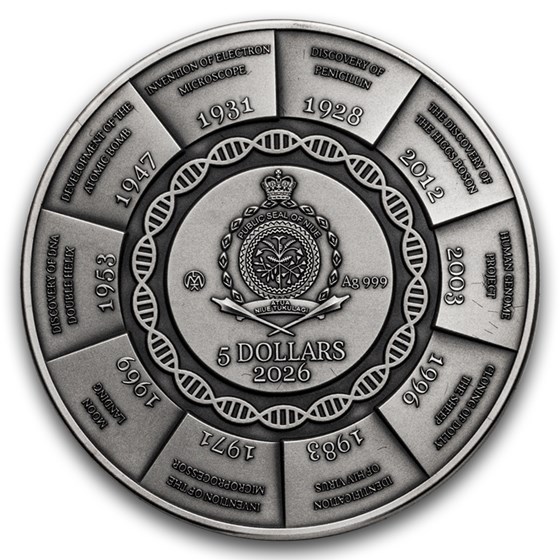 2026 Niue 2 oz Silver 100 Years of Science (w/ Box & COA)