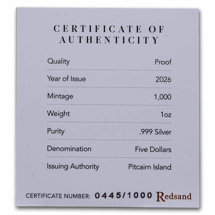 2026 Pitcairn Islands 1 oz Silver Golden Orb Weaver (Box & COA)