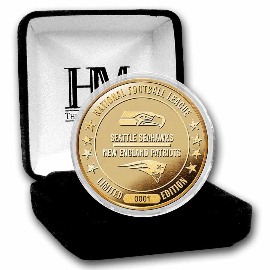 Super Bowl LX Official Gold Plated Coin - Seahawks vs Patriots