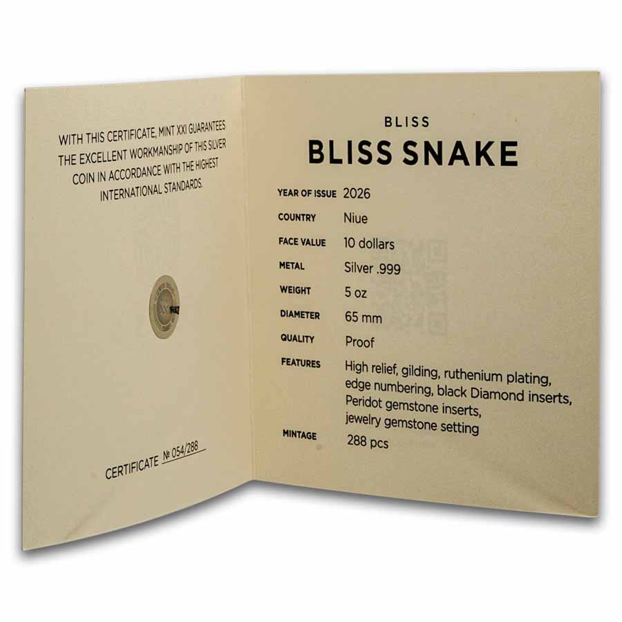 2026 Niue 5 oz Silver Bliss Snake (w/Box & COA)