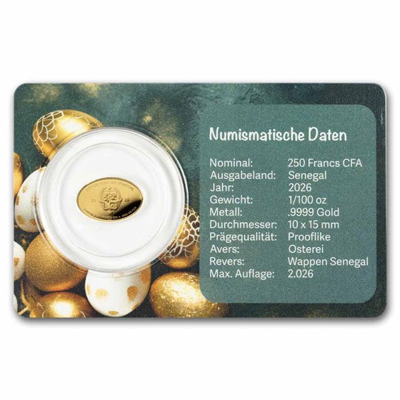 2026 Republic of Senegal 1/100 oz Gold Easter Egg Coin
