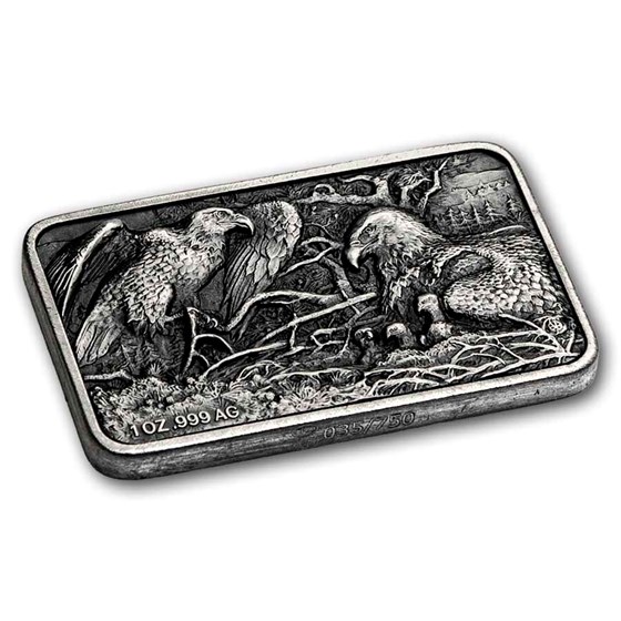 2026 Benin 1 oz Silver Antique P. De Greef Eagle Family