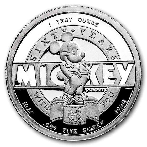 1988 1oz Silver Round 60 Yrs Mickey Mouse All Trades PR-69 PCGS