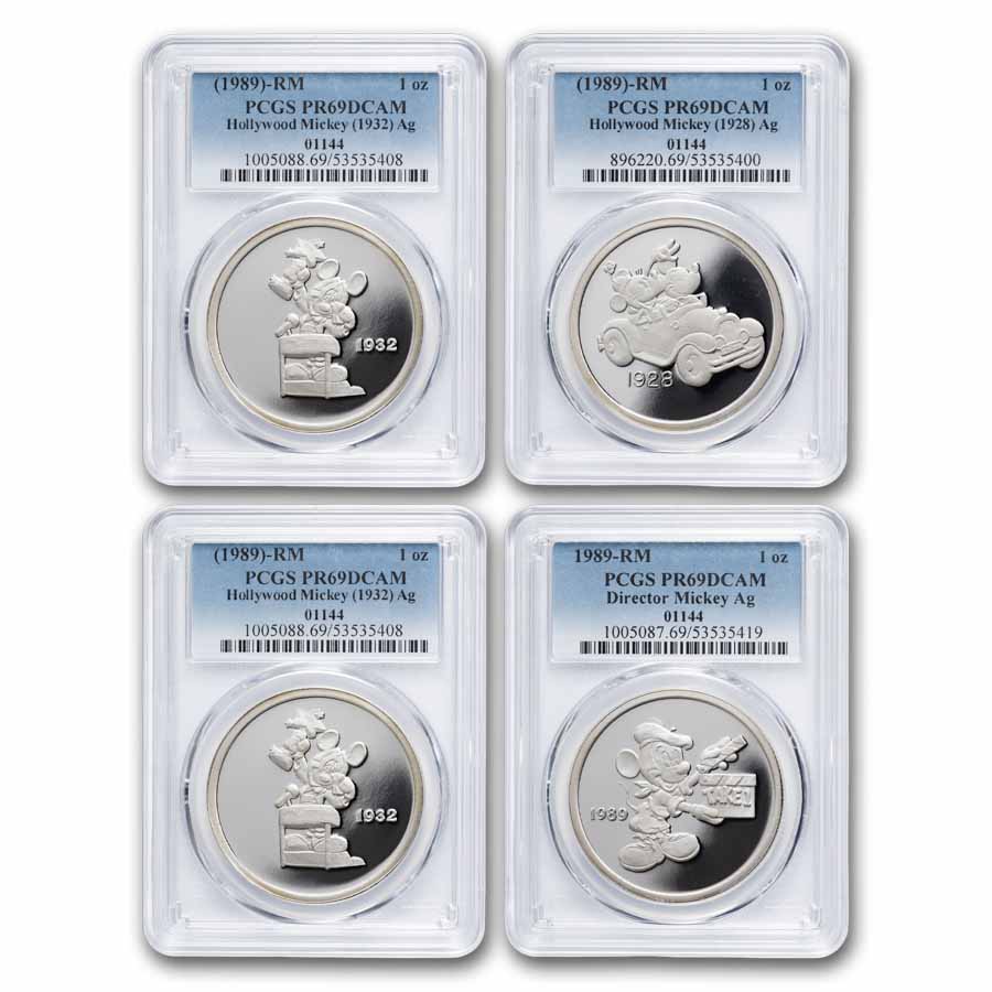 1 oz Silver Round - Hollywood Mickey (4 Piece Set/PR-69 PCGS)