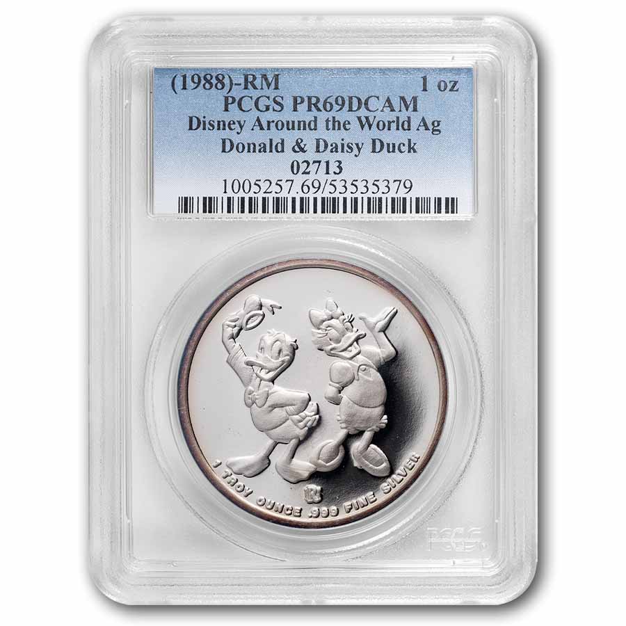 1 oz Silver Round - Around The World (Donald &amp; Daisy, PR-69 PCGS)
