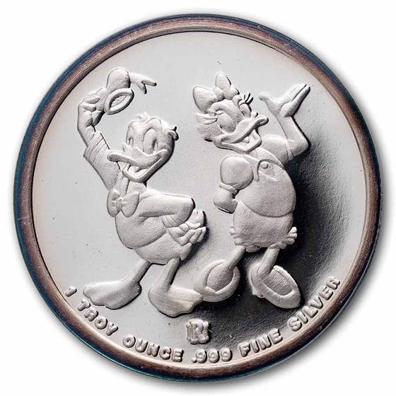 1 oz Silver Round - Around The World (Donald &amp; Daisy, PR-69 PCGS)