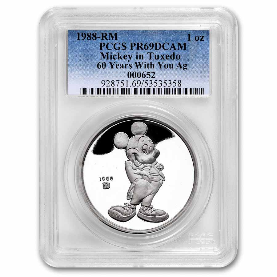 1988 1 oz Silver Disney's Mickey International Icon PR-69 PCGS