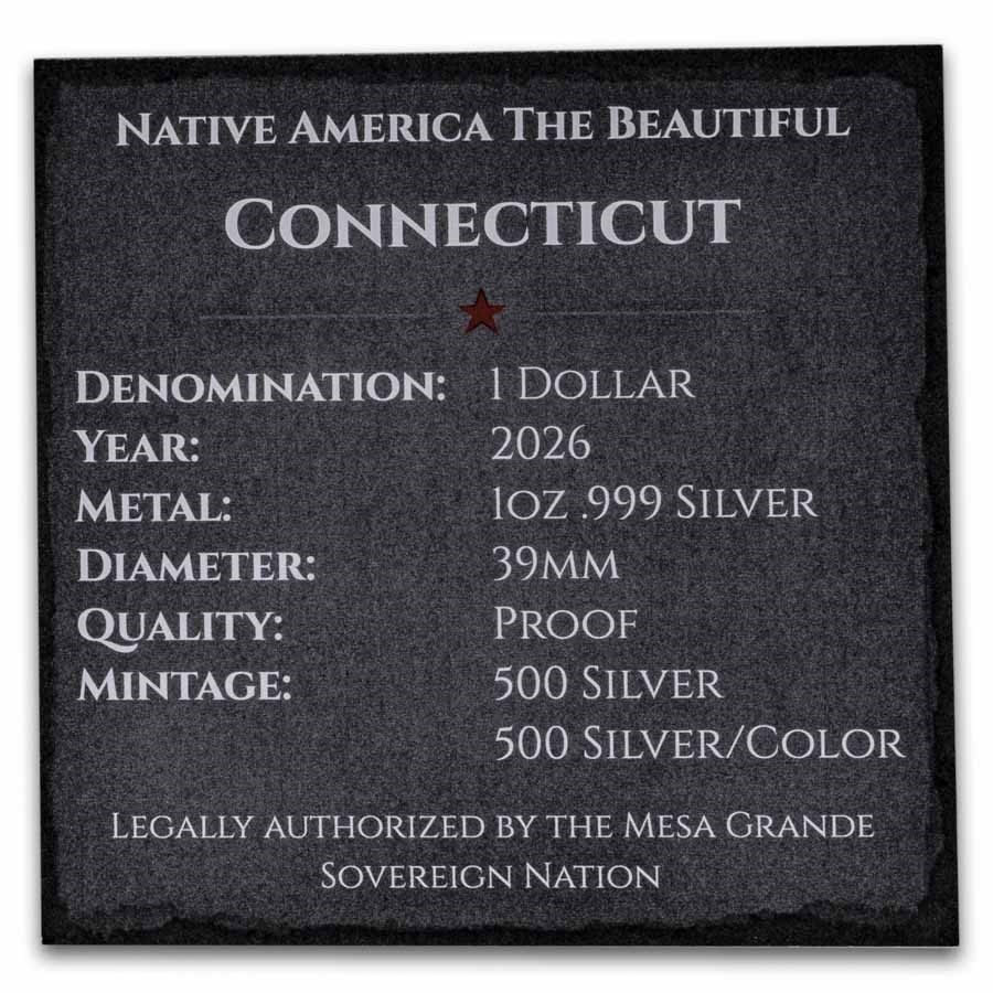 2026 1 oz Ag NATB Connecticut Weir Farm Mohegan Tribe (Color)