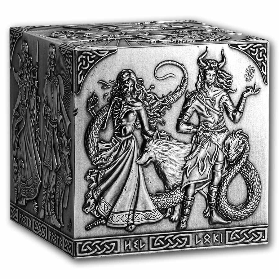 2026 Burundi 1 kilo Silver Antique Norse Gods Cube Shaped Coin