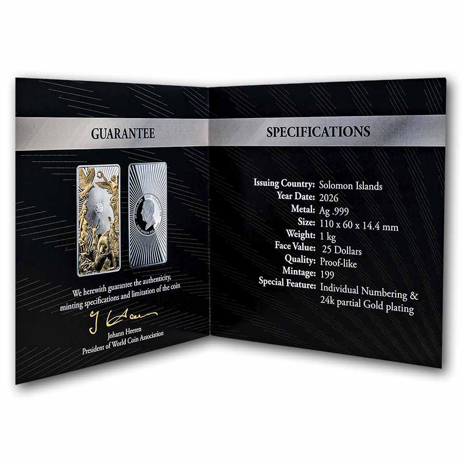 2026 Solomon Islands 1 kilo Silver Famous Bullion Giants