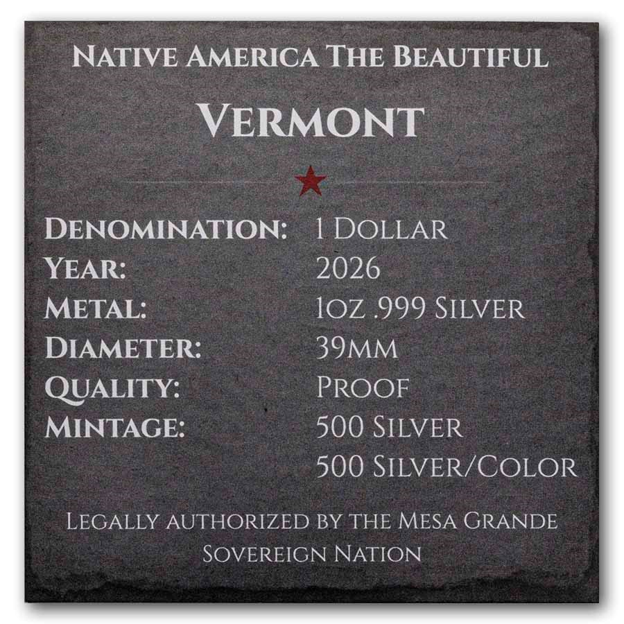 2026 1 oz Silver NATB Vermont Missisquoi Tribe (Box/COA)