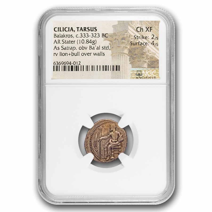 Cilicia, Tarsus Silver Stater Balakros (333-323 BC) Ch XF NGC 2/4 Cilicia, Tarsus Silver Stater Balakros (333-323 BC) Ch XF NGC 2/4