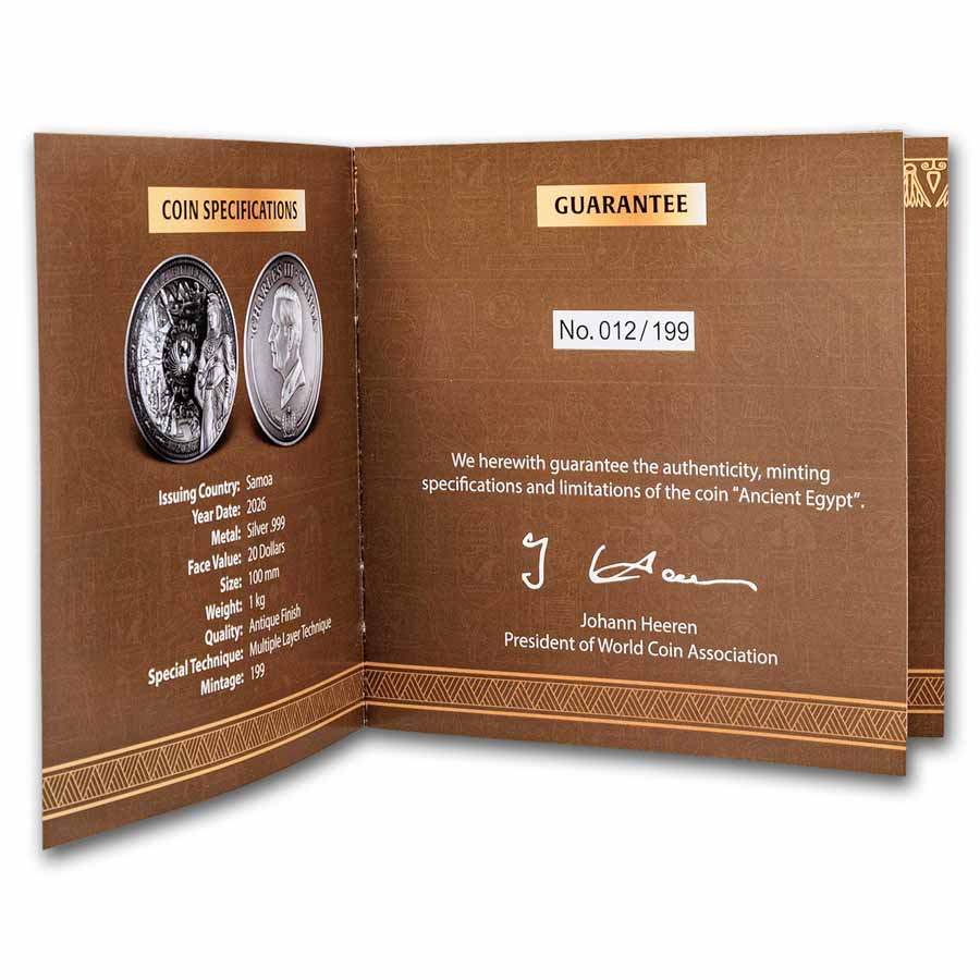 2026 Samoa 1 kilo Silver Ancient Egypt 8-Layer Coin (w/Box & COA)
