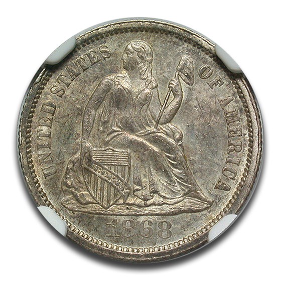 1868 Liberty Seated Dime MS-64 NGC