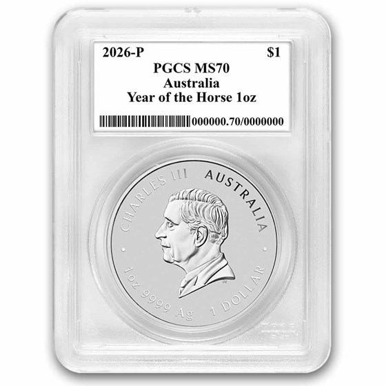 2026 AUS 1 oz Silver Lunar Horse MS-70 PCGS Red Label (Gilded)