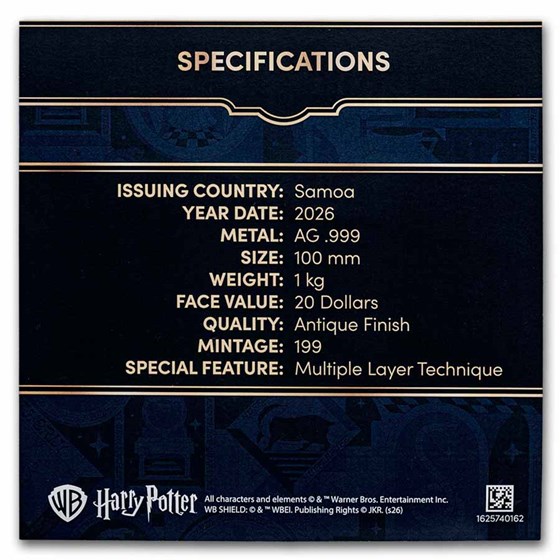 2026 Samoa 1 kilo Silver Harry Potter The Golden Trio 8-Layer