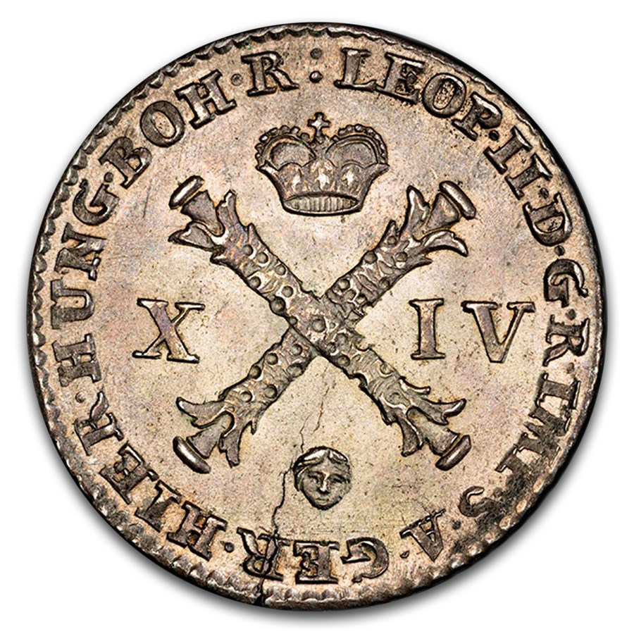 1790 Austrian Netherlands Silver 14 Liards MS-65 PCGS