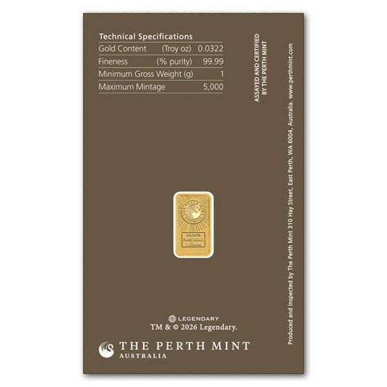1 gram Gold Dune Bar-The Perth Mint (In Assay)