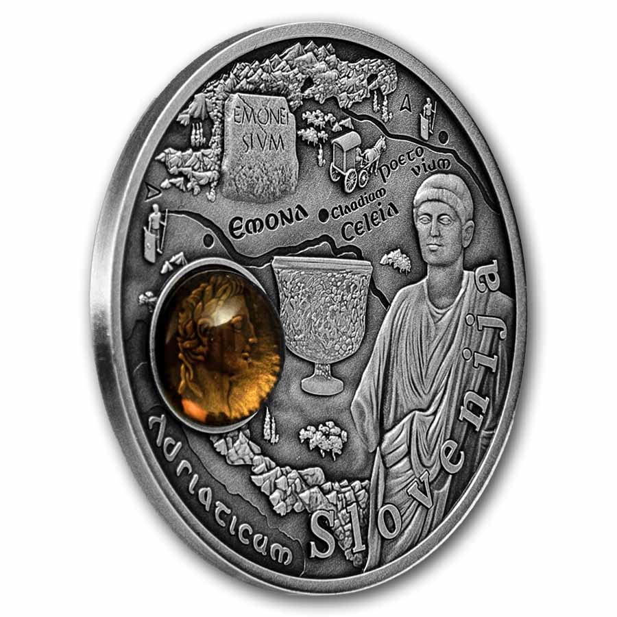 2025 Niue Silver Antique Amber Route: Slovenia (w/ Box & COA)