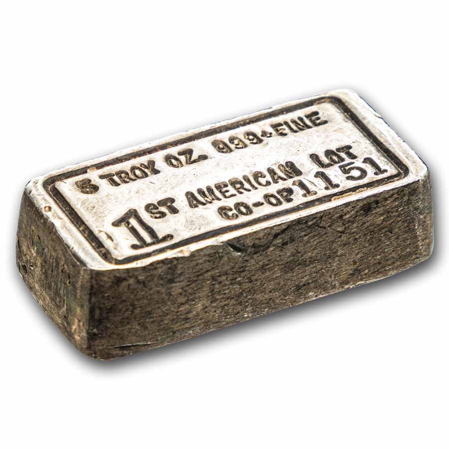 5.14 oz Silver Bar - 1st American (Lot 1151)