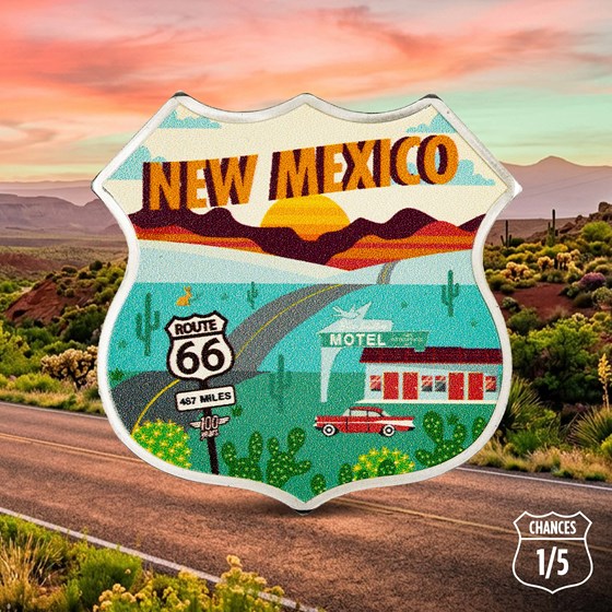 1 oz Silver Miles on Route 66 Colorized State Shield Mystery Pack