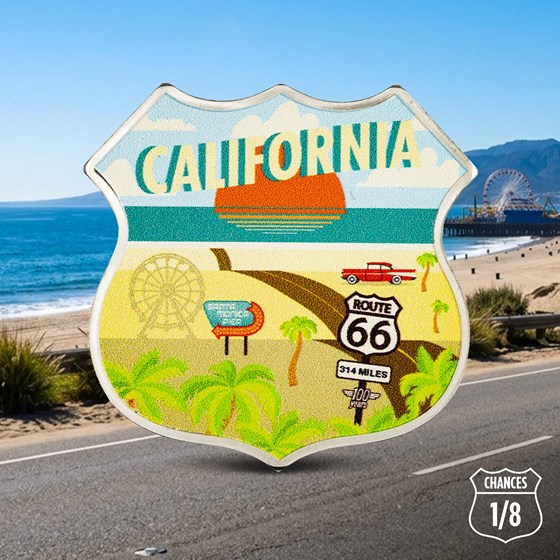 1 oz Silver Miles on Route 66 Colorized State Shield Mystery Pack