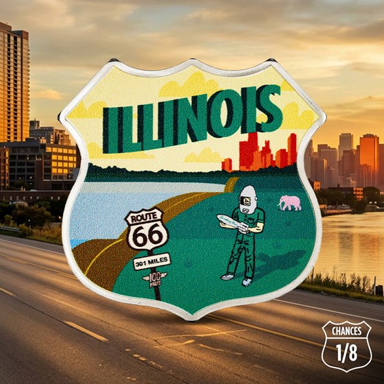 1 oz Silver Miles on Route 66 Colorized State Shield Mystery Pack