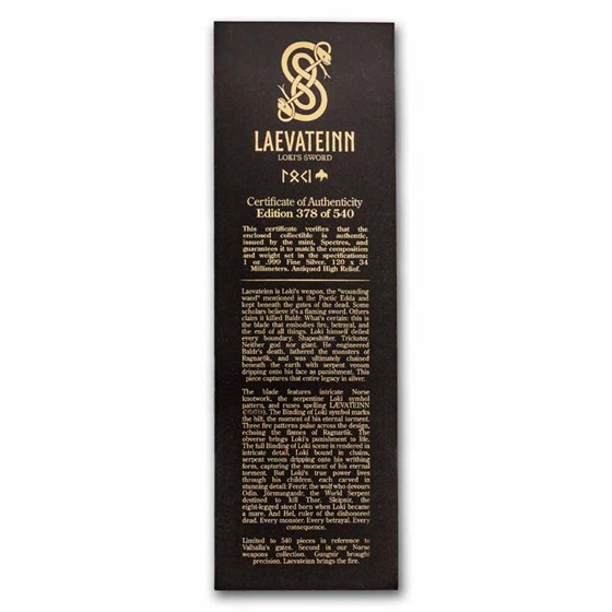 1 oz .999 Silver Laevateinn (Loki's Sword)