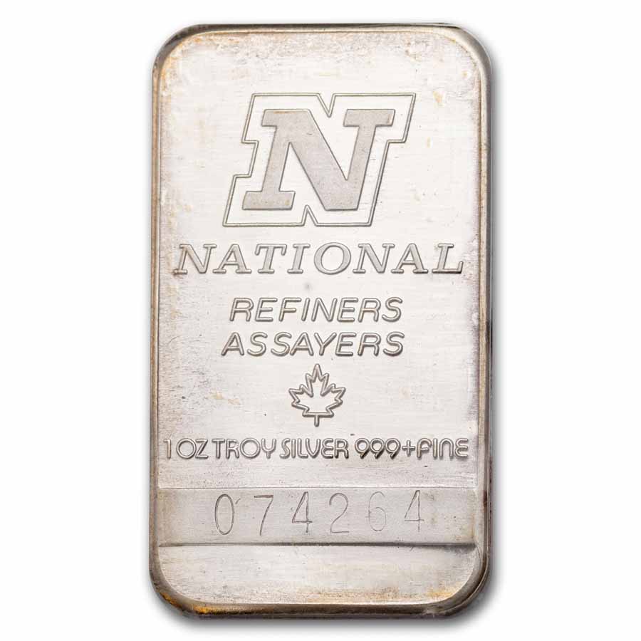 1 oz Silver Bar - Nat. Refiners-Assayers (Canada, Orig Plastic)